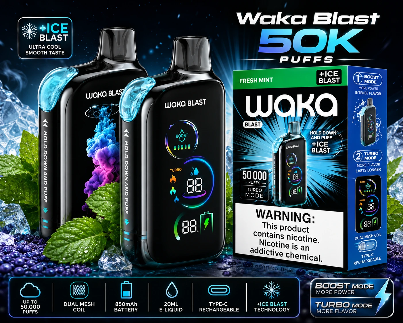 Waka Blast 50000 Puffs Disposable Vape Waka Blast 50000 Puffs Disposable Vape